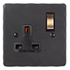 1 Gang Plug Socket Beeswax Hammered Plate, Brass Switch