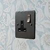 1 Gang Plug Socket Beeswax Hammered Plate, Brass Switch