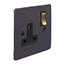1 Gang Plug Socket Beeswax Hammered Plate, Brass Switch