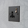 1 Gang Plug Socket Beeswax Bevelled Plate, Brass Switch