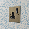 1 Gang Plug Socket Antiqued Bevelled Plate, Black Switch