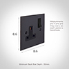 1 Gang Plug Socket Beeswax Bevelled Plate, Black Switch