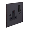 1 Gang Plug Socket Beeswax Bevelled Plate, Black Switch