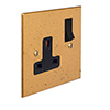 1 Gang Plug Socket Old Gold Bevelled Plate, Black Switch