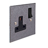 1 Gang Plug Socket Polished Bevelled Plate, Black Switch