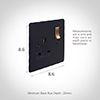 1 Gang Plug Socket Matt Black Ham Plate, Brass