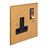 1 Gang Plug Socket Old Gold Bevelled Plate, Brass Switch