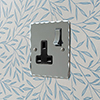 1 Gang Plug Socket Nickel Hammered Plate, Chrome Switch