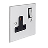 1 Gang Plug Socket Nickel Bevelled Plate, Chrome Switch