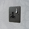 1 Gang Plug Socket Beeswax Hammered Plate, Steel Switch