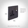 1 Gang Plug Socket Beeswax Hammered Plate, Steel Switch