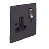 1 Gang Plug Socket Beeswax Hammered Plate, Steel Switch