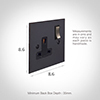 1 Gang Plug Socket Beeswax Bevelled Plate, Steel Switch