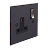 1 Gang Plug Socket Beeswax Bevelled Plate, Steel Switch