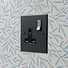 1 Gang Plug Socket Matt Black Bevelled Plate, Steel Switch