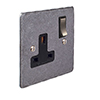 1 Gang Plug Socket Polished Hammered Plate, Steel Switch