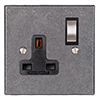 1 Gang Plug Socket Polished Bevelled Plate, Steel Switch