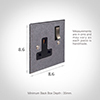 1 Gang Plug Socket Polished Bevelled Plate, Steel Switch