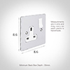 1 Gang Plug Socket Nickel Hammered Plate, White Switch