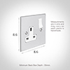 1 Gang Plug Socket Nickel Bevelled Plate, White Switch