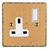 1 Gang Plug Socket Old Gold Ham Plate, White