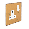 1 Gang Plug Socket Old Gold Ham Plate, White