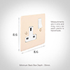 1 Gang Plug Socket Plain Ivory Hammered Plate, White Switch