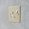 1 Gang Plug Socket Plain Ivory Bevelled Plate, White Switch