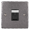 1 Gang Black RJ45 Socket Polished Hammered Plate