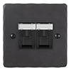 Combined BT Secondary/RJ45 Socket Beeswax Hammered Plate, Black Insert