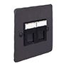Combined BT Secondary/RJ45 Socket Beeswax Hammered Plate, Black Insert
