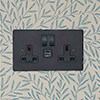 13amp 2 Gang Plug Socket USB-A/C Port in Beeswax Hammered