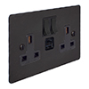 13amp 2 Gang Plug Socket USB-A/C Port in Beeswax Hammered
