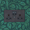 13amp 2 Gang Plug Socket USB-AC/Port in Beeswax Bevelled