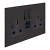 13amp 2 Gang Plug Socket USB-AC/Port in Beeswax Bevelled