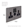 13amp 2 Gang Plug Socket USB-A/C Port Polished Hammered