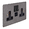 13amp 2 Gang Plug Socket USB-A/C Port Polished Hammered