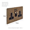 13amp 2 Gang Plug Socket USB-A/C Port Antiqued Brass Hammered