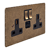 13amp 2 Gang Plug Socket USB-A/C Port Antiqued Brass Hammered