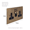 13amp 2 Gang Plug Socket USB-A/C Port Antiqued Brass Bevelled