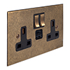 13amp 2 Gang Plug Socket USB-A/C Port Antiqued Brass Bevelled