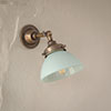 Allegra Jade Green Adjustable Wall Light In Antiqued Brass