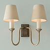 Rowsley Double Wall Light in Antiqued Brass