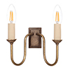 Rowsley Double Wall Light in Antiqued Brass