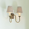 Rowsley Double Wall Light in Antiqued Brass