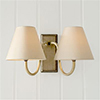 Double Malvern Bathroom Light in Antiqued Brass