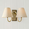 Double Malvern Bathroom Light in Antiqued Brass