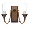 Double Malvern Bathroom Light in Antiqued Brass