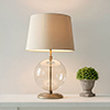 Harleston Table Lamp in Antiqued Brass Plain Glass