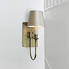 Single Station Wall Light in Antiqued Brass